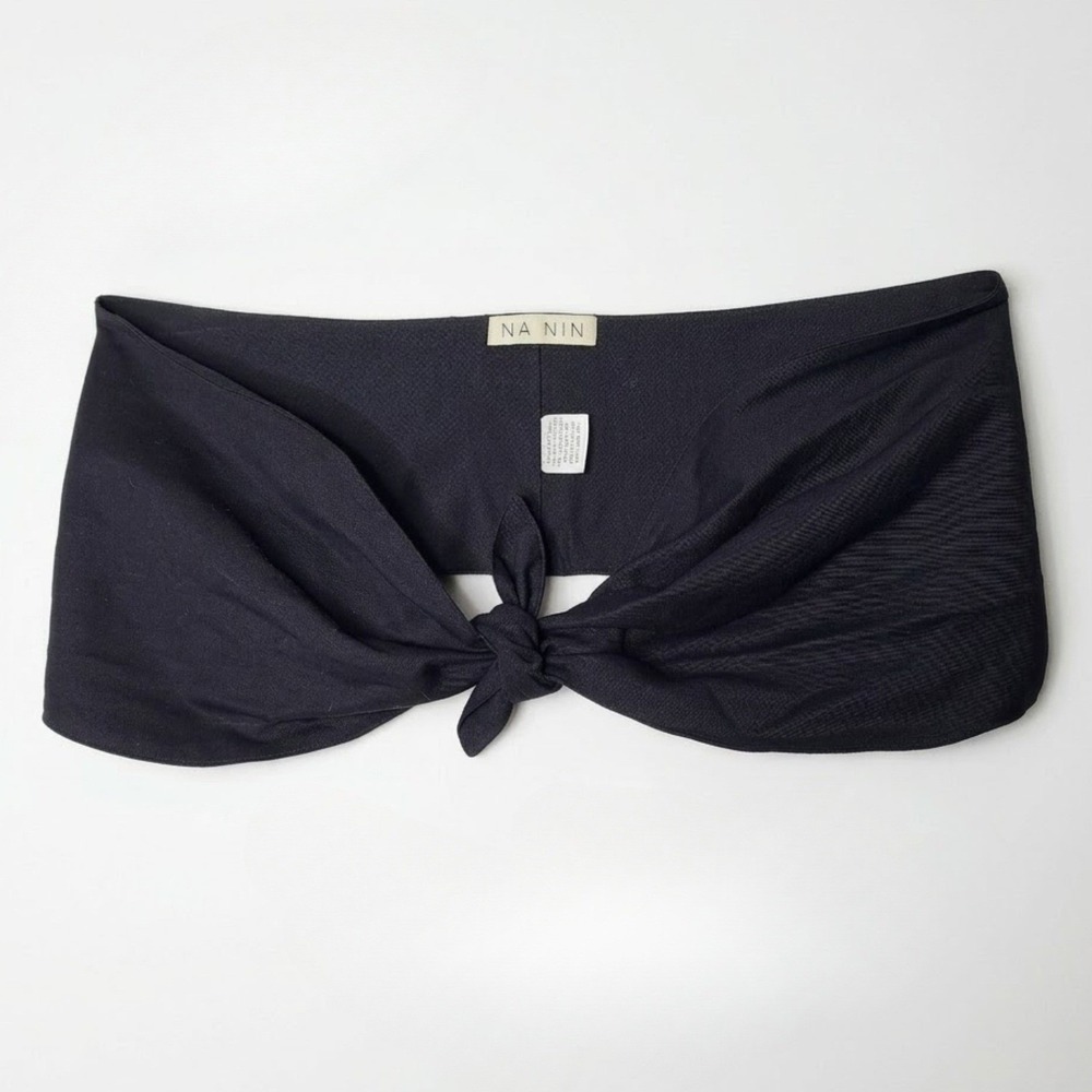 NA NIN Black Bandeau Tie-Front Bralette